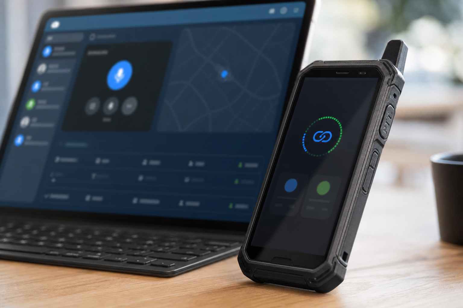 Browser dispatch console pairing with a rugged PoC radio using a camera-free workflow