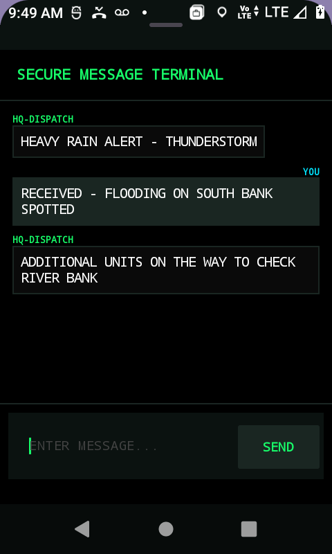 P60 secure message terminal screen